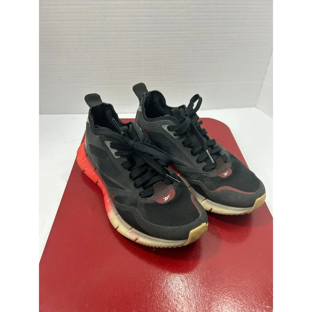 Reebok Solid Zig Kinetica II Running Shoes 7.5 Black Orange Red Techwear Sporty